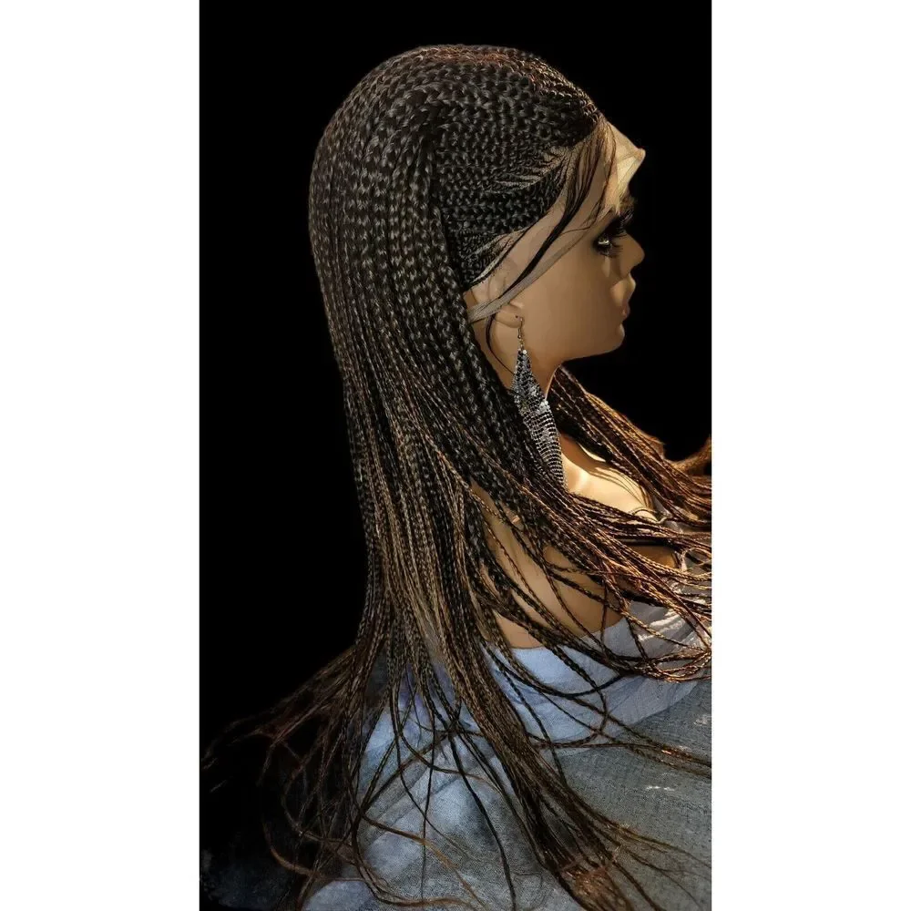 Handmade Braided Wig- Ombre Color Brown Chesnut, Ghana Weave